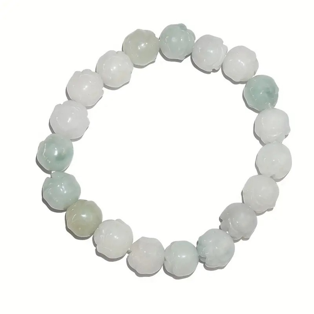 Natural Jade Stone Lotus Flower Bracelet For Women New